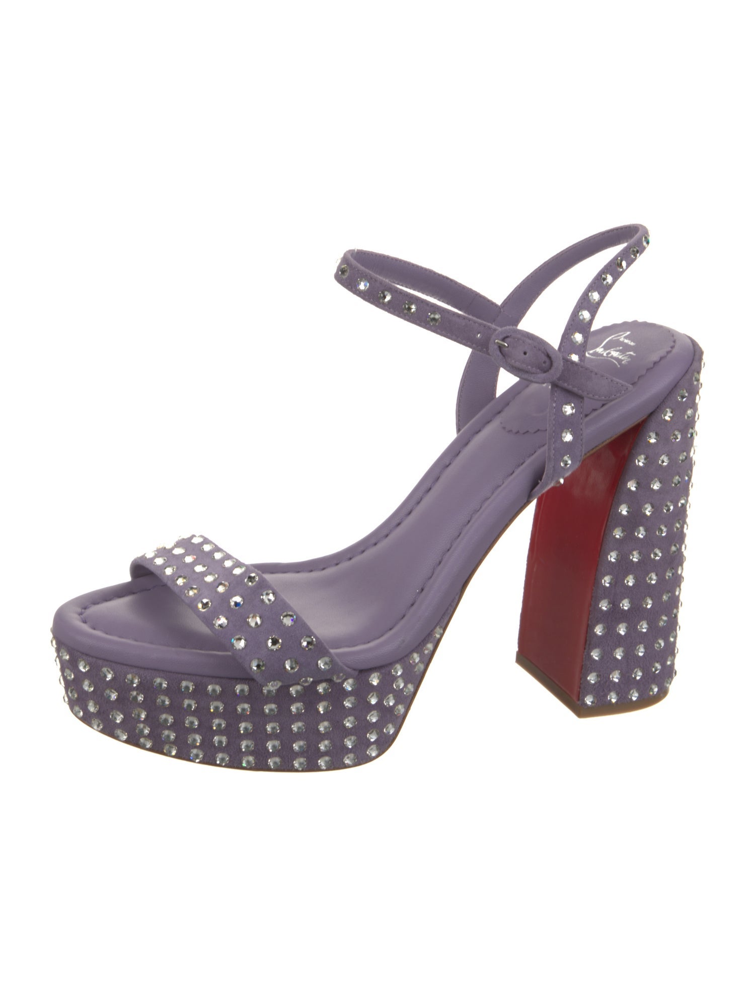 Christian Louboutin Suede Crystal Embellishments Slingback Sandals