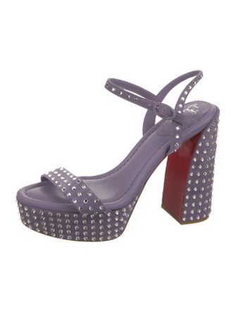 Christian Louboutin Suede Crystal Embellishments Slingback Sandals