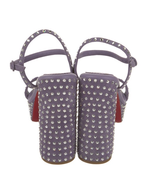 Christian Louboutin Suede Crystal Embellishments Slingback Sandals