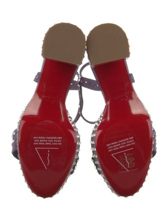 Christian Louboutin Suede Crystal Embellishments Slingback Sandals