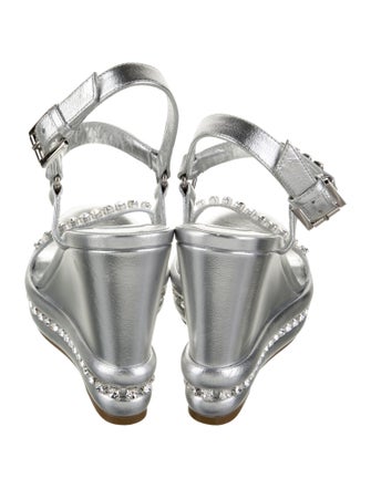 Christian Louboutin Patent Leather Crystal Embellishments Slingback Sandals