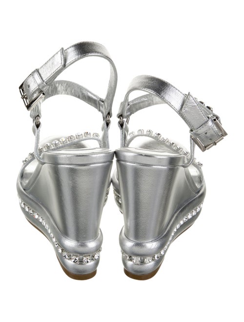 Christian Louboutin Patent Leather Crystal Embellishments Slingback Sandals