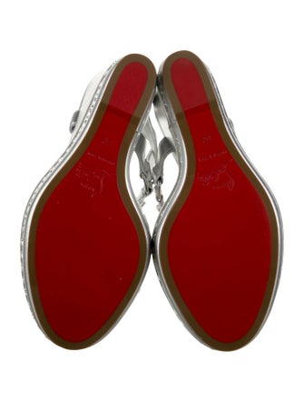 Christian Louboutin Patent Leather Crystal Embellishments Slingback Sandals