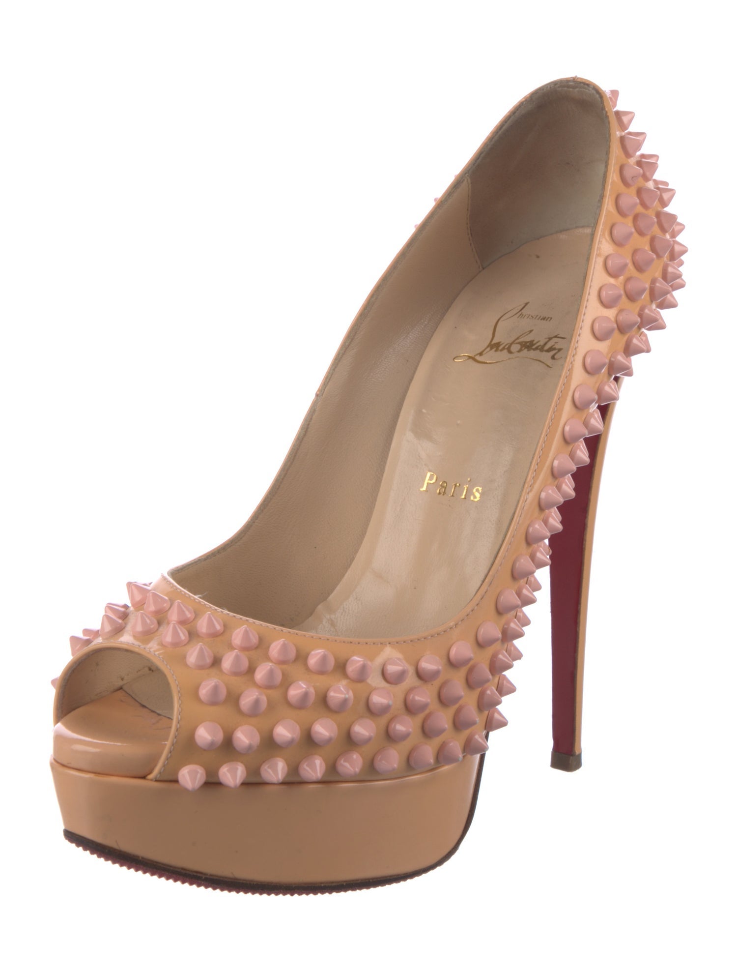 Christian Louboutin Spike Accents Patent Leather Pumps