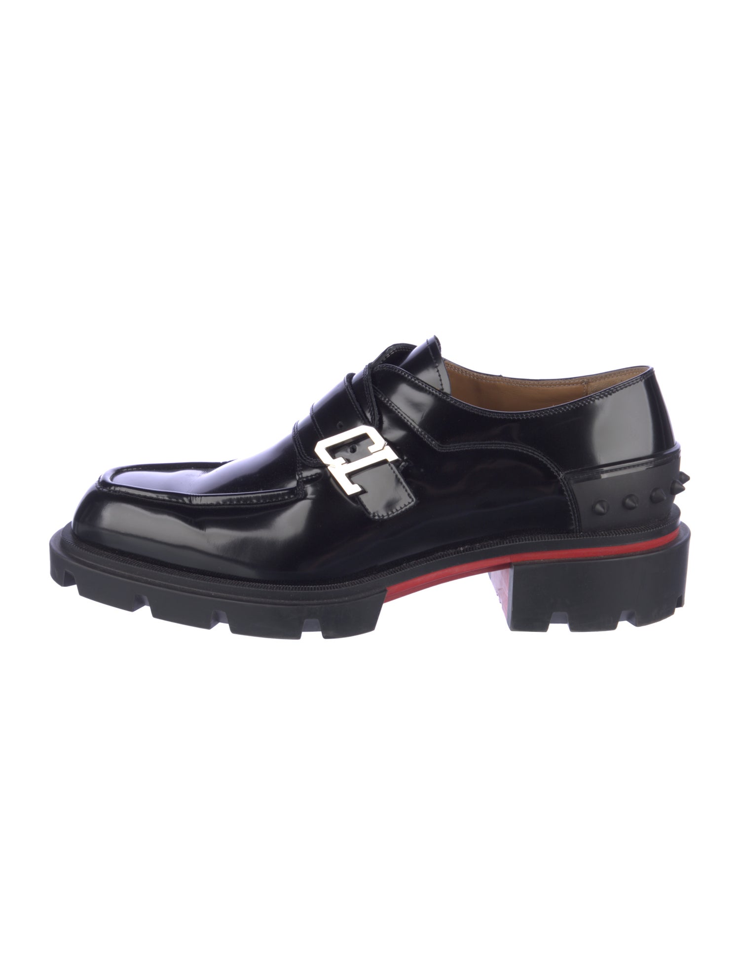Christian Louboutin Spike Accents Patent Leather Dress Loafers