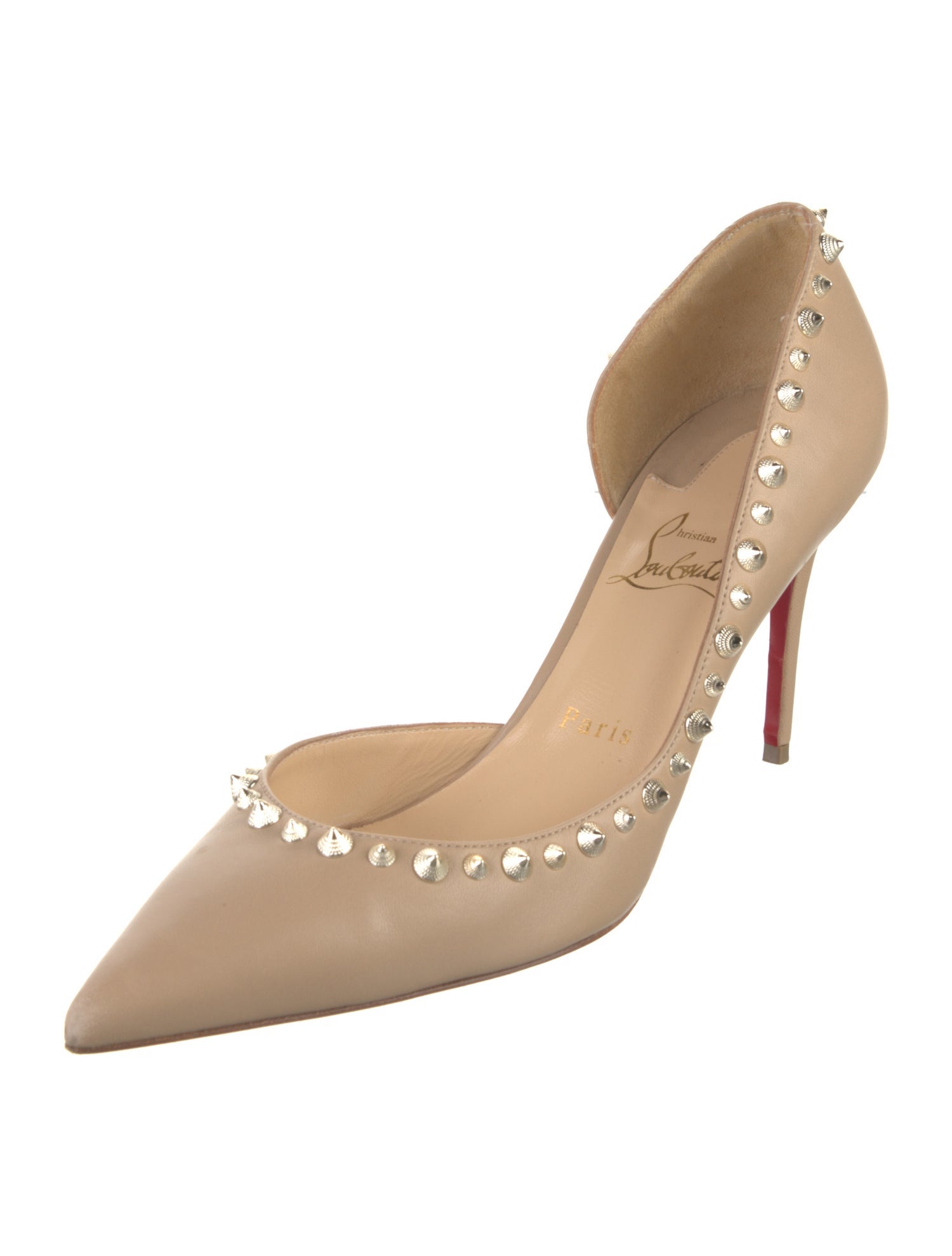 Christian Louboutin Spike Accents Leather D'Orsay Pumps