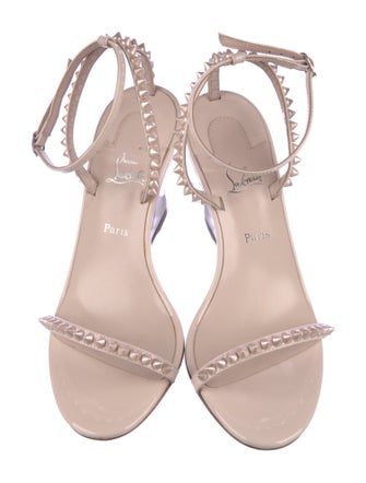 Christian Louboutin Spike Accents Patent Leather Sandals
