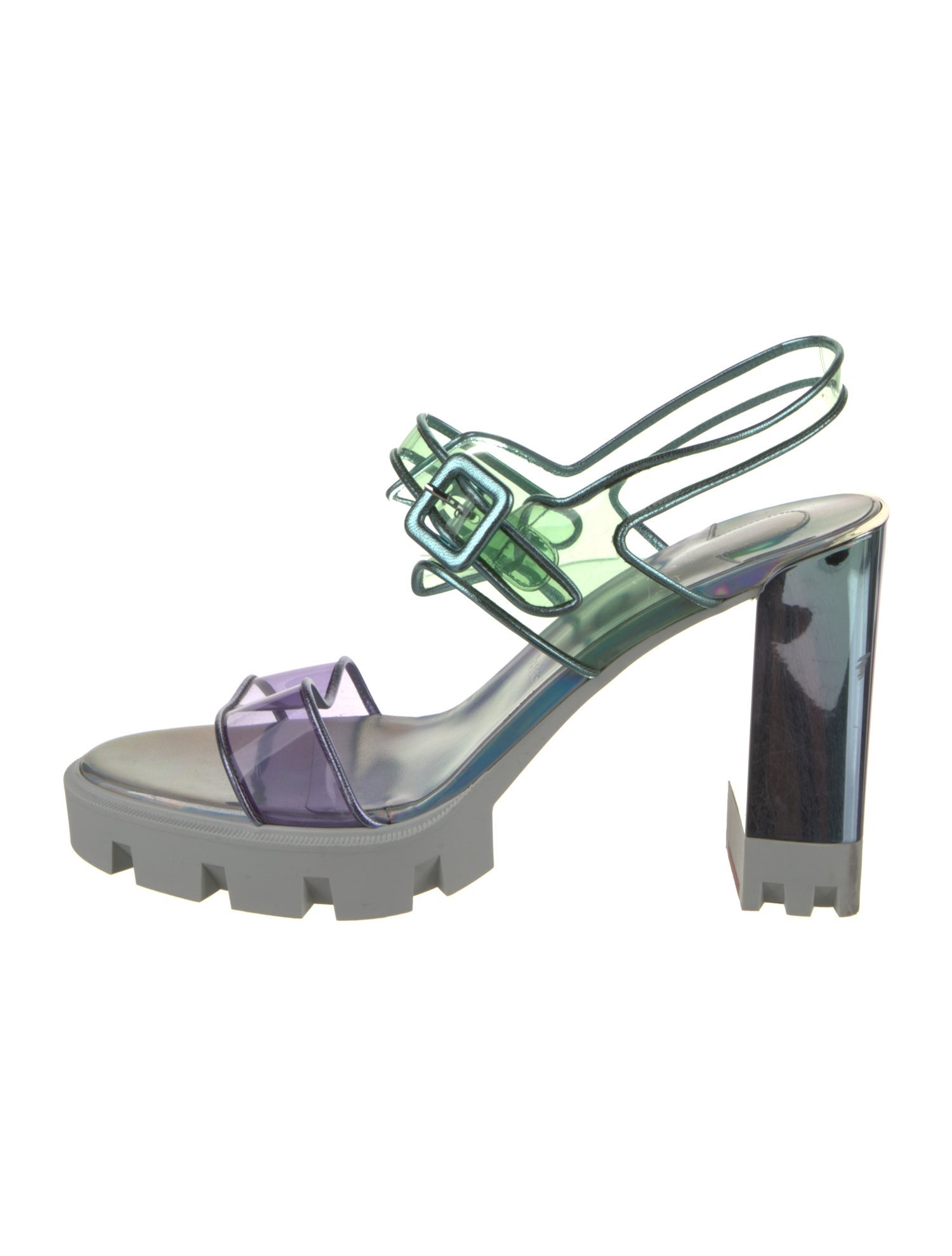 Christian Louboutin PVC Leather Trim Embellishment Slingback Sandals