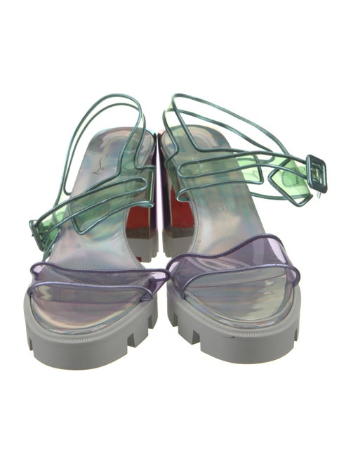 Christian Louboutin PVC Leather Trim Embellishment Slingback Sandals