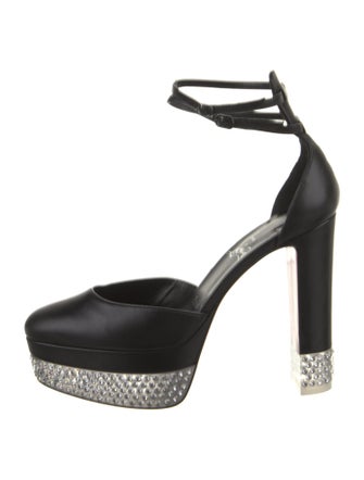 Christian Louboutin Leather Crystal Embellishments D'Orsay Pumps