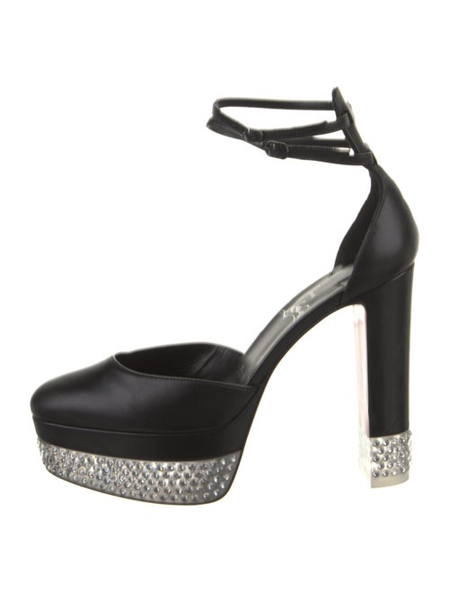 Christian Louboutin Leather Crystal Embellishments D'Orsay Pumps