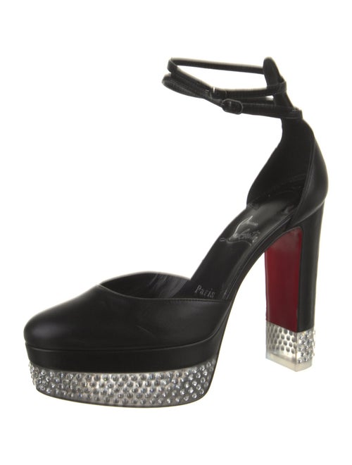 Christian Louboutin Leather Crystal Embellishments D'Orsay Pumps
