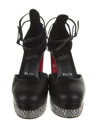 Christian Louboutin Leather Crystal Embellishments D'Orsay Pumps