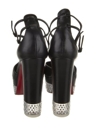 Christian Louboutin Leather Crystal Embellishments D'Orsay Pumps