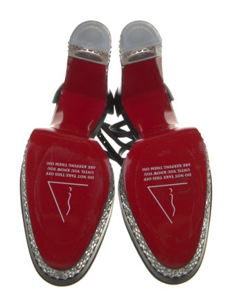 Christian Louboutin Leather Crystal Embellishments D'Orsay Pumps