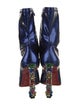Christian Louboutin Patent Leather Crystal Embellishments Sock Boots
