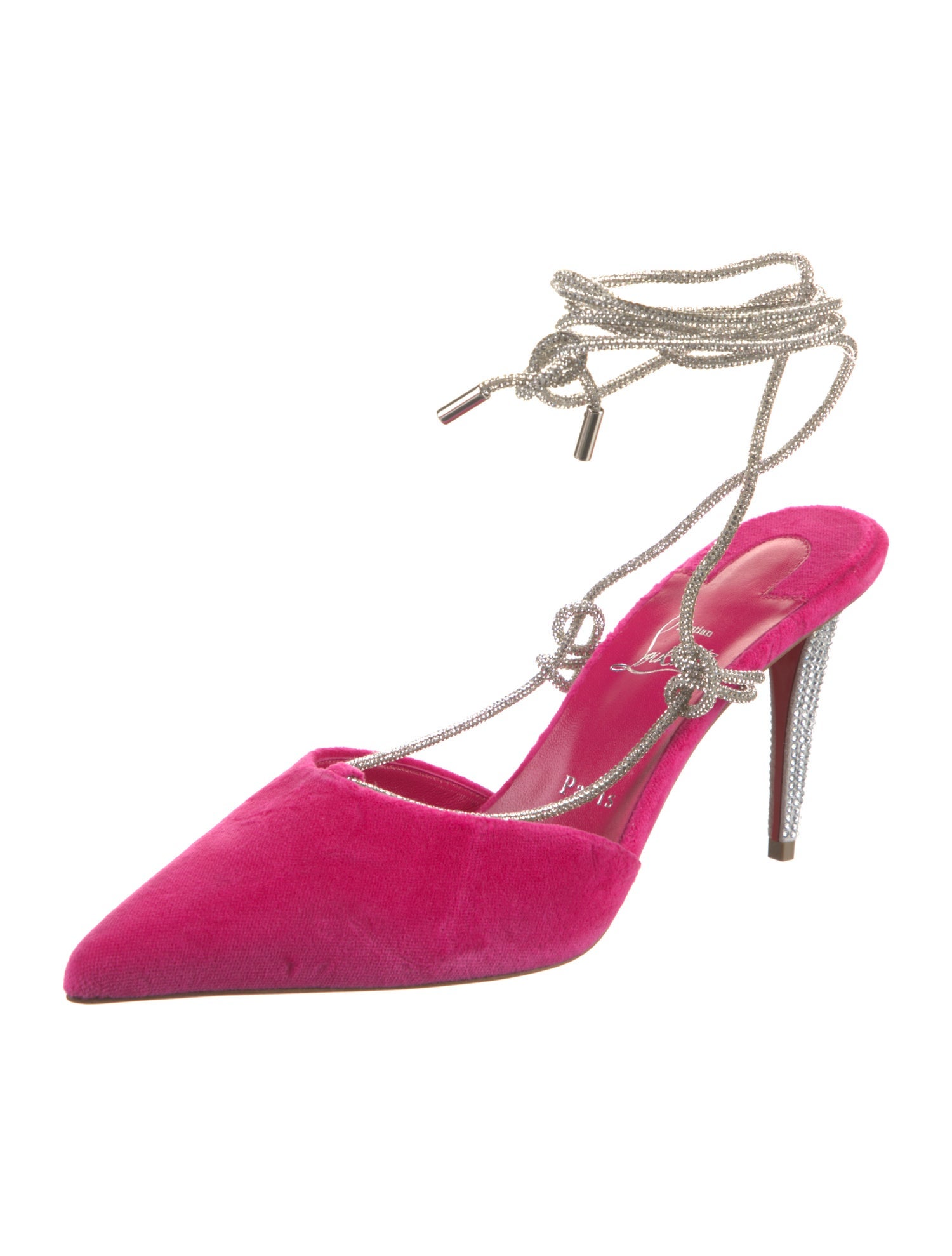 Christian Louboutin Velvet Crystal Embellishments Slingback Pumps
