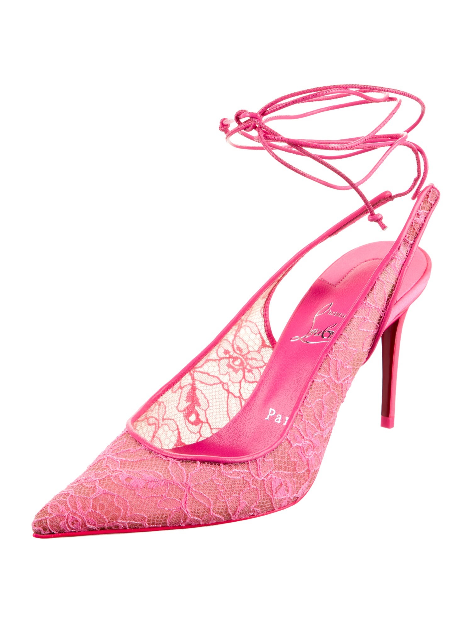 Christian Louboutin Lace Printed Slingback Pumps
