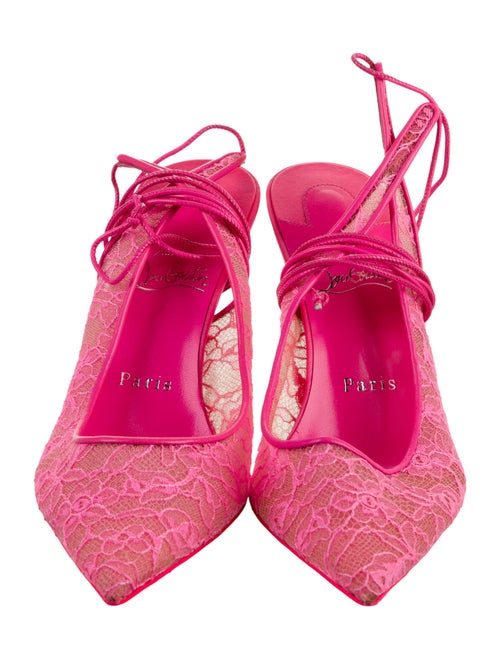 Christian Louboutin Lace Pattern Slingback Pumps