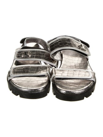 Christian Louboutin Embossed Leather Slingback Sandals