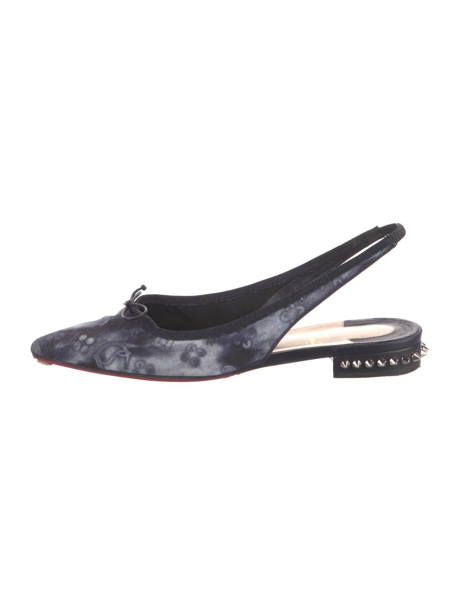 Christian Louboutin Spike Accents Suede Slingback Flats