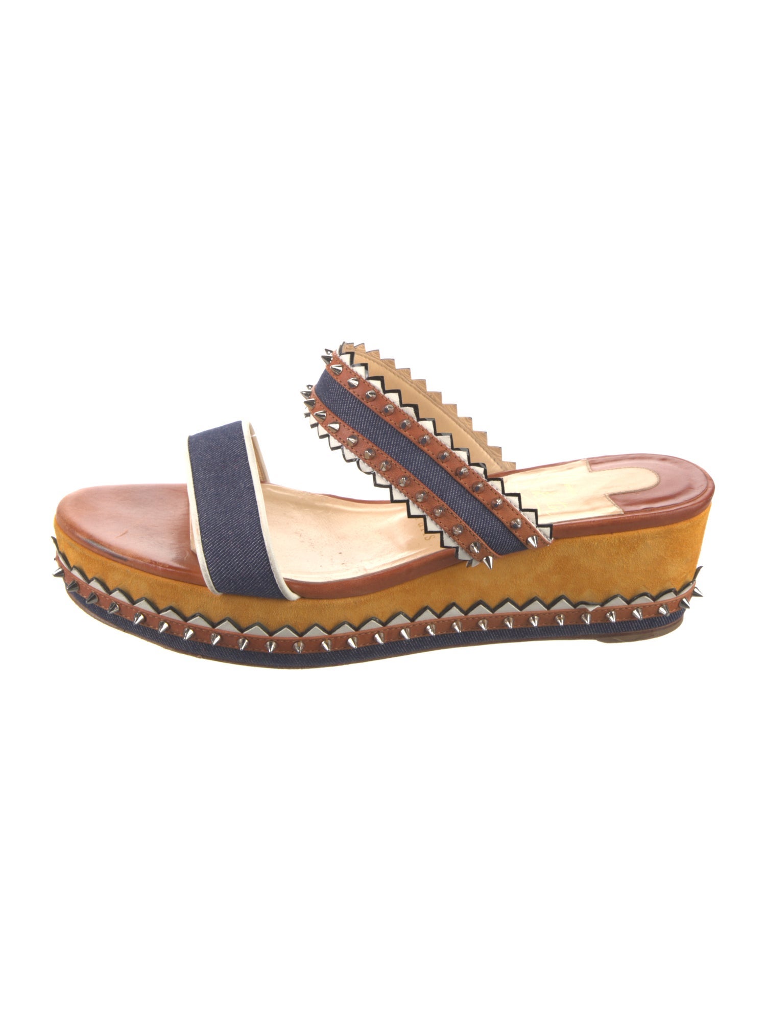 Christian Louboutin Rockstud Accents Leather Slides