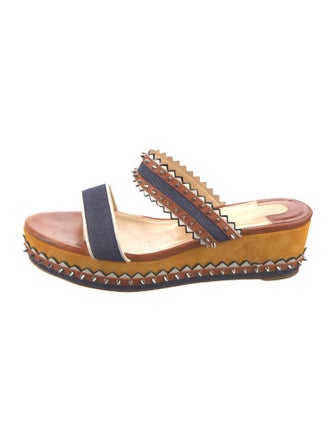 Christian Louboutin Rockstud Accents Leather Slides