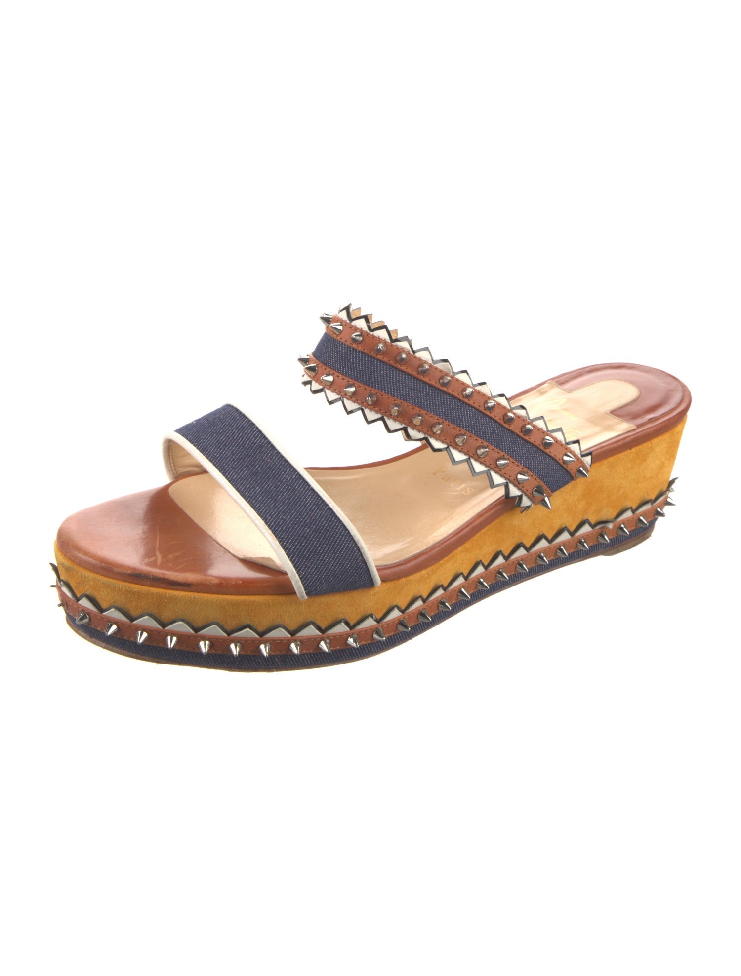 Christian Louboutin Rockstud Accents Leather Slides