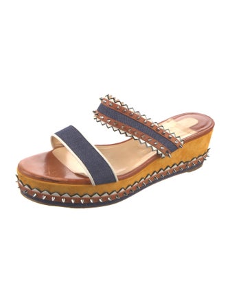 Christian Louboutin Rockstud Accents Leather Slides