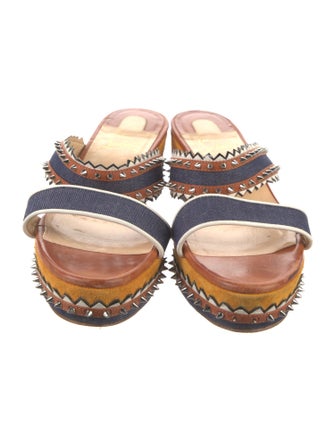 Christian Louboutin Rockstud Accents Leather Slides