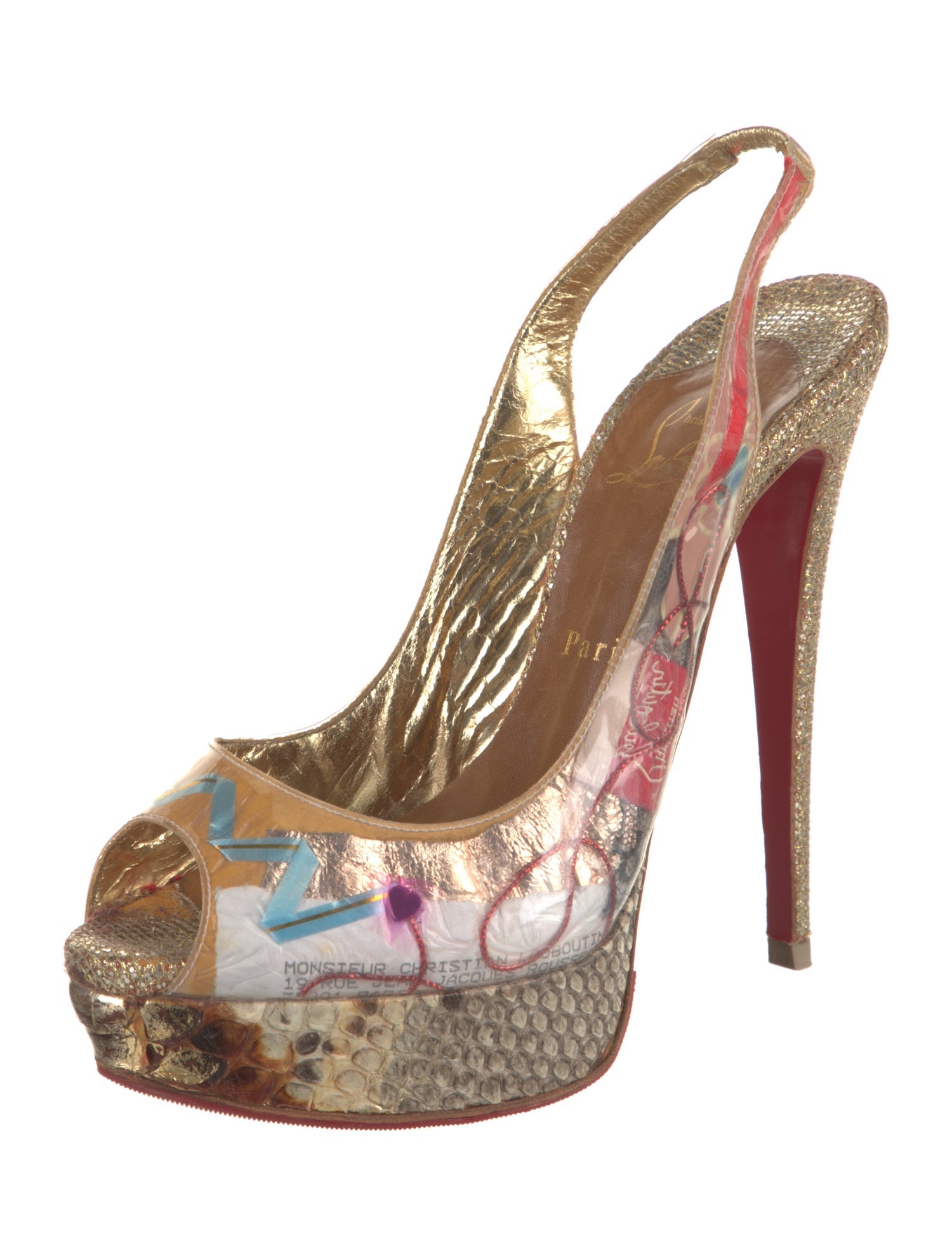 Christian Louboutin PVC Printed Slingback Pumps
