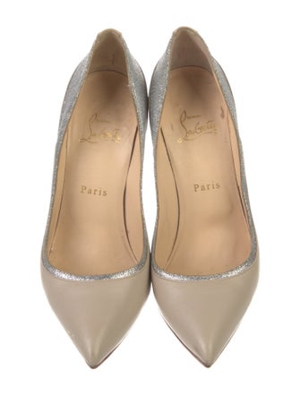 Christian Louboutin Leather Glitter Accents Pumps