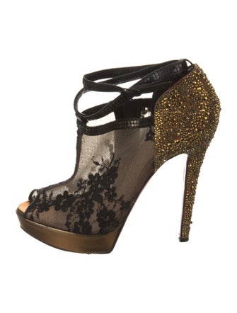 Christian Louboutin Mesh Mesh Accents T-Strap Pumps