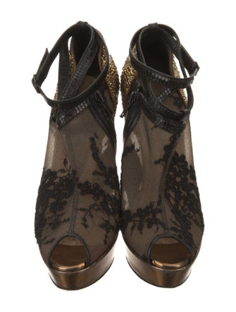 Christian Louboutin Mesh Mesh Accents T-Strap Pumps