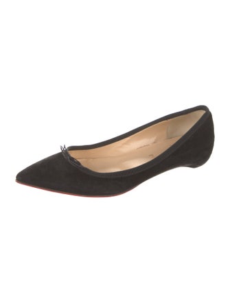 Christian Louboutin Suede Bow Accents Ballet Flats