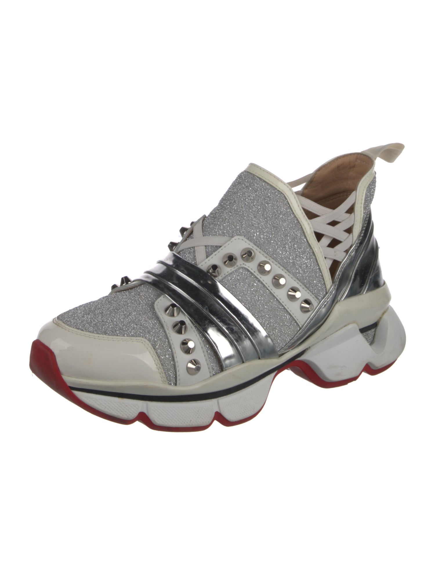 Christian Louboutin Glitter Colorblock Pattern Chunky Sneakers