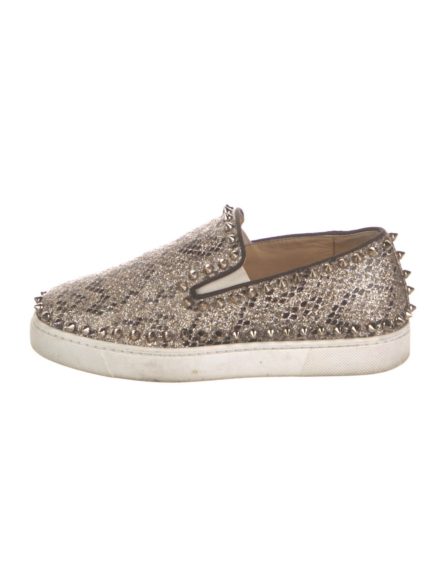 Christian Louboutin Spike Accents Glitter Sneakers