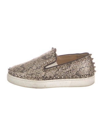 Christian Louboutin Spike Accents Glitter Sneakers