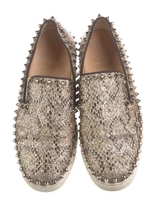 Christian Louboutin Spike Accents Glitter Sneakers