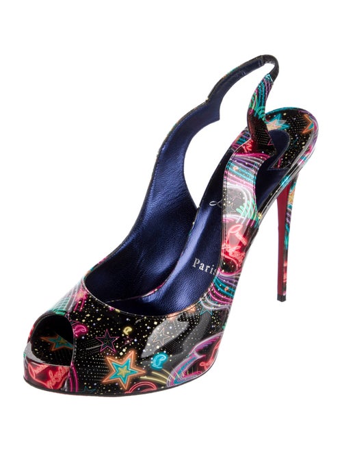 Christian Louboutin Patent Leather Printed Slingback Pumps