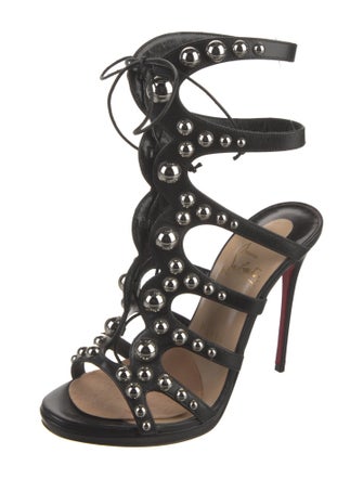 Christian Louboutin Leather Studded Accents Gladiator Sandals
