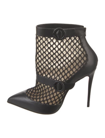 Christian Louboutin Leather Mesh Accents Boots