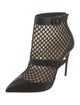 Christian Louboutin Leather Mesh Accents Boots