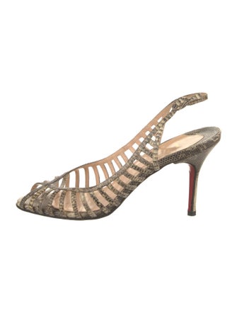 Christian Louboutin Late 1990's - Early 2000's Karung Slingback Sandals