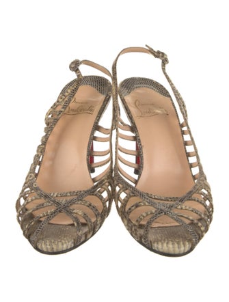 Christian Louboutin Late 1990's - Early 2000's Karung Slingback Sandals