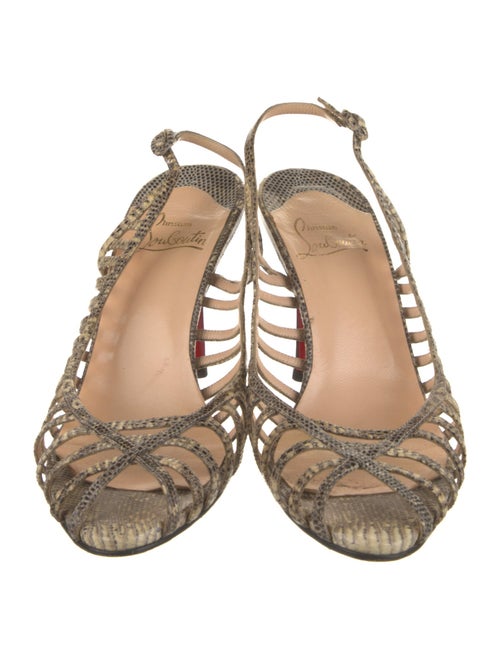 Christian Louboutin Late 1990's - Early 2000's Karung Slingback Sandals