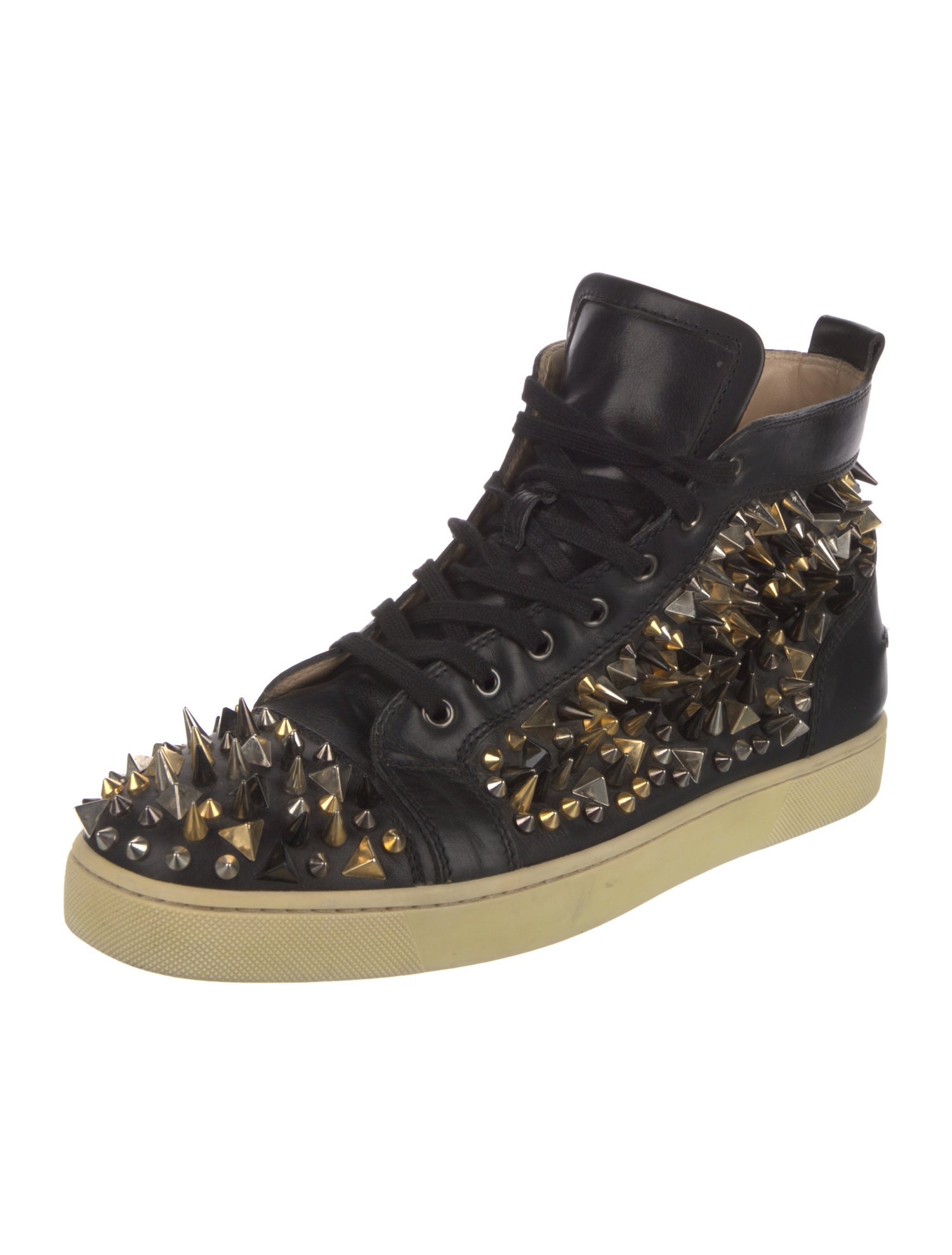 Christian Louboutin Spike Accents Leather Sneakers
