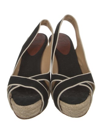 Christian Louboutin Canvas Printed Slingback Pumps