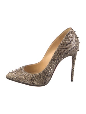 Christian Louboutin Spike Accents Glitter Pumps
