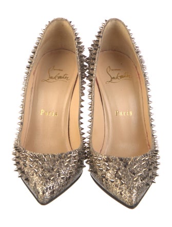 Christian Louboutin Spike Accents Glitter Pumps